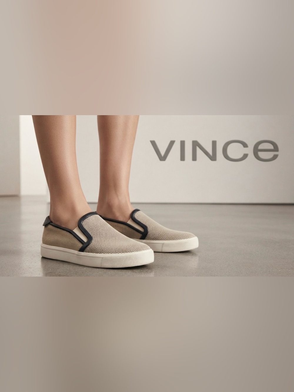Authentic Vince leather & canvas sneakers Sz 6.5